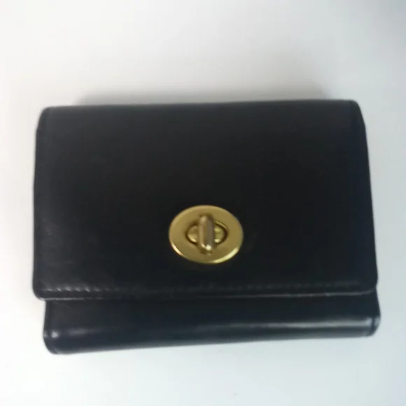 Rare Vintage Coach Travel Jewelry Case 90s Black Turn Lock Wallet